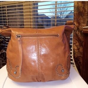 The Sak Tan Leather Studded W Turquoise Women's Bag * Has 1 Small Faded Ink Mark